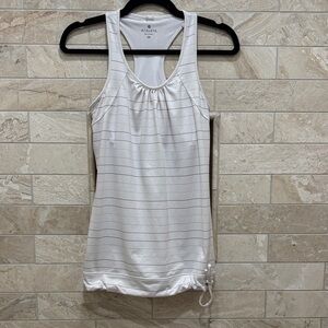 Athleta White and Gray Striped Tank Top